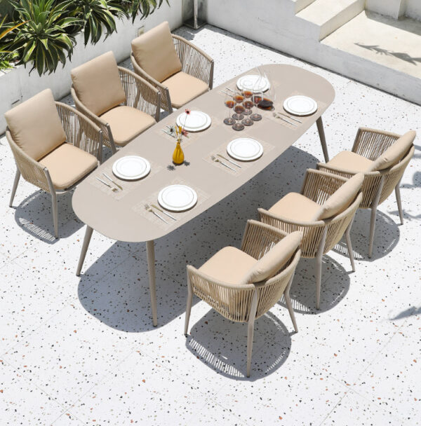 6 Seat Metal Dining Set