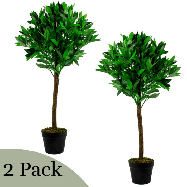 Artificial Lifelike Outdoor Round & Pyramid Bay Trees - 90cm to 120cm High - Image 7